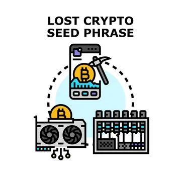 Lost digital wallet seed phrase concept Stock Illustration