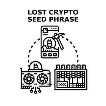 Lost digital wallet seed phrase concept Stock Illustration