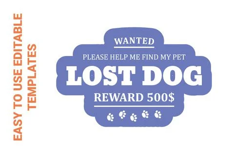 Lost dog sticker design, element about missing pet Stock Illustration