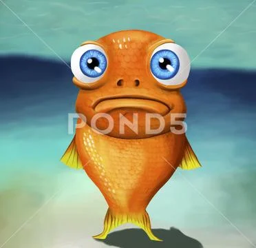 Lost fish with a sad expression Stock Illustration