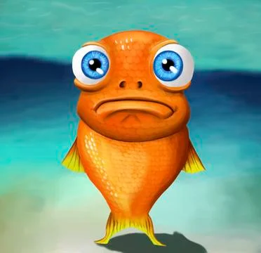 Lost fish with a sad expression Stock Illustration