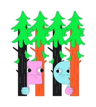 Lost in forest funky groovy flash message error illustration Stock Illustration