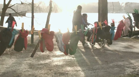 Lost gloves Stock Footage 33787806