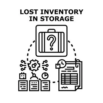 Lost inventory in storage concept illustration Stock Illustration