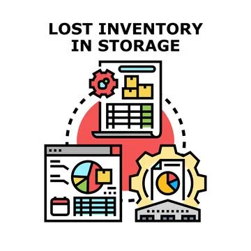Lost inventory in storage management system concept Stock Illustration