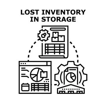 Lost inventory in storage management system concept イラスト素材