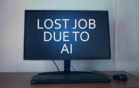 Lost Job Due To Artificial Intelligence on computer screen. Stock Photos