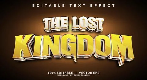 The lost kigdom 3d vector text effect with modern style design Illustration
