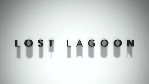 Lost Lagoon 3D title animation matte black text on a white background Stock Footage 300718266
