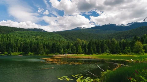 Lost Lake and Clouds Panning Timelapse Stock Footage 156590211