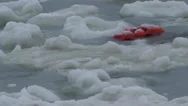 Lost Life Jacket In Frigid Arctic Storm Waves And Sea Ice Close 4K Stock Footage