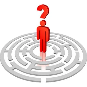 Lost Man Inside a Rounded Maze Stock Illustration