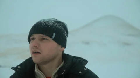 Lost man in snowy mountains Stock Footage 45618976