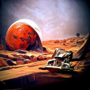 Lost on Mars Stock Illustration