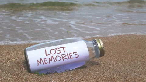 Lost memories concept written on a message washed ashore Stock Footage 63068720