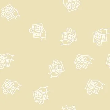Lost passport document refugee line seamless pattern Stock Illustration
