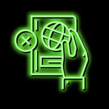 Lost passport document refugee neon glow icon illustration Stock Illustration