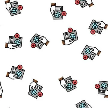 Lost passport document refugee vector seamless pattern Stock Illustration