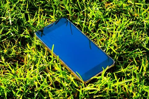 Lost Phone on the Grass Stock Photos