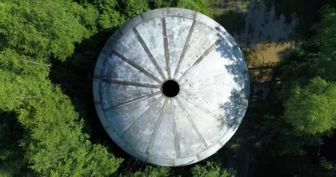 Lost Place Drone Fly, Sphere in the forest Stock Footage 136192917