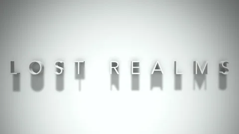 Lost Realms 3D title animation with shadows on a white background Stock Footage 296607006