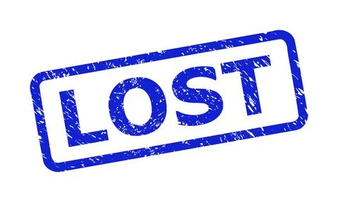 LOST Seal with Grunged Surface and Rounded Rectangle Frame 库存插图