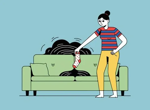 Lost Sock Behind the Couch イラスト素材
