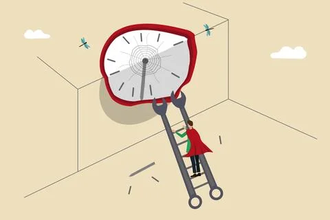 Lost time, trying to improve things or problem Stock Illustration