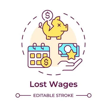 Lost wages multi color concept icon Stock Illustration