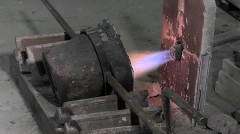 Lost wax bronze casting in a foundry Stock Footage 60029573
