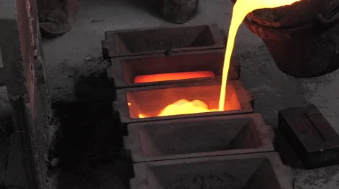 Lost wax bronze casting in a foundry Stock Footage 60040532
