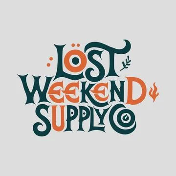 Lost Weekend Supply Co Typography Illustration with Leaf Accents Stock Illustration