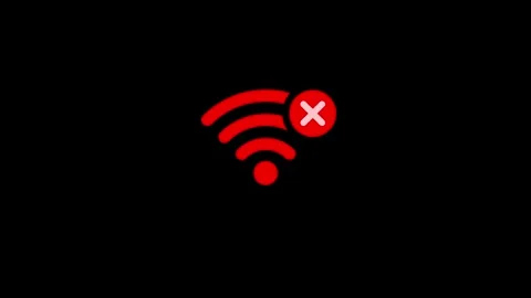 Lost wifi network, internet error animation isolated on black background Stock Footage 329241494