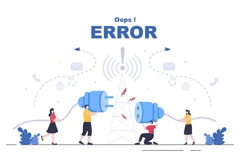 Lost Wireless Connection or Disconnected Cable, No Wifi Signal Internet, Page Stock Illustration