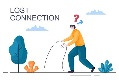 Lost Wireless Connection or Disconnected Cable, No Wifi Signal Internet, Page Stock Illustration