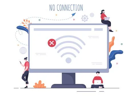 Lost Wireless Connection or Disconnected Cable, No Wifi Signal Internet, Page Stock Illustration