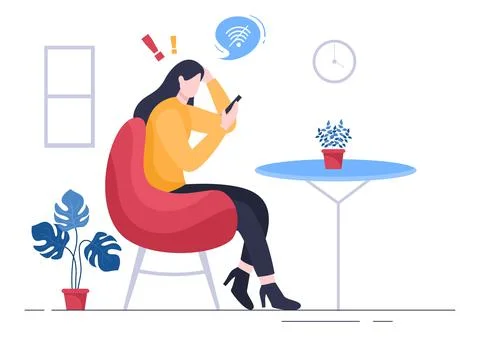 Lost Wireless Connection or Disconnected Cable, No Wifi Signal Internet, Page Stock Illustration