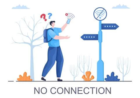 Lost Wireless Connection or Disconnected Cable, No Wifi Signal Internet, Page Stock Illustration
