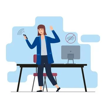 Lost wireless connection or disconnected cable, No wifi signal internet, error イラスト素材