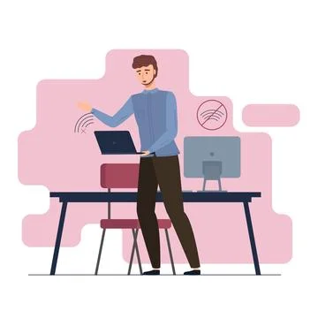 Lost wireless connection or disconnected cable, No wifi signal internet, error イラスト素材