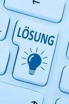 Lösung finden Problem Konflikt Button Computer blau online web Lösung find. Stock Photos