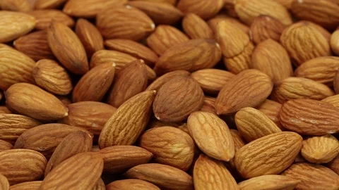 A lot of almond nuts as a background Stock Footage 123795018
