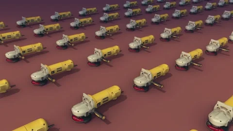 A lot of Angular grinding machine in a row Stock Footage 154846543