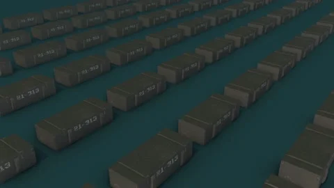A lot of army box in a row Stock Footage 155030783