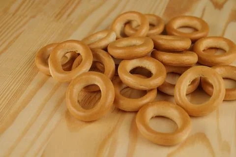 A lot of bagels on the table Stock Photos