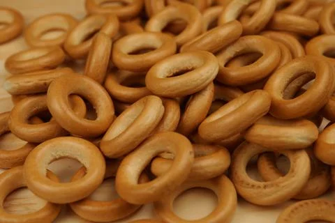 A lot of bagels on the table Stock Photos