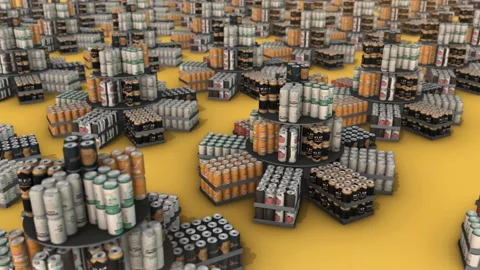 A lot of beer rack in a row Stock Footage 155031056