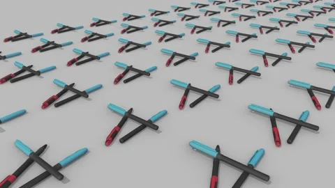 A lot of Bic Marker in a row Stock Footage 154846330