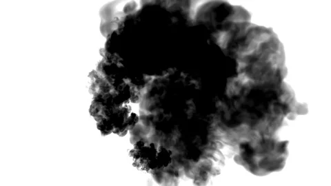 A lot of black ink flows on white moving in slow motion, ink or smoke inject Stock Footage