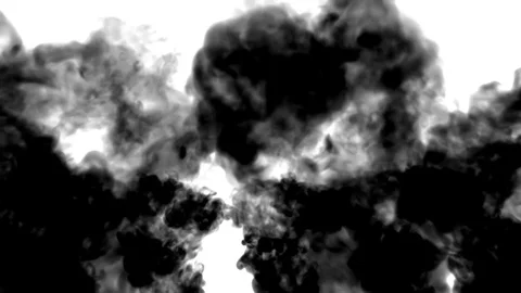 A lot of black ink flows on white moving in slow motion, ink or smoke inject Stock Footage